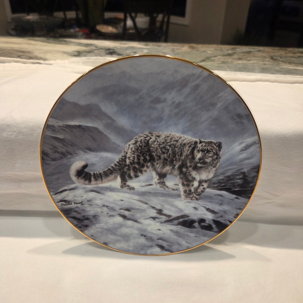 W.S. George Fleeting Encounter Snow Leopard Plate Charles Frace 1991 84-G20-48.1